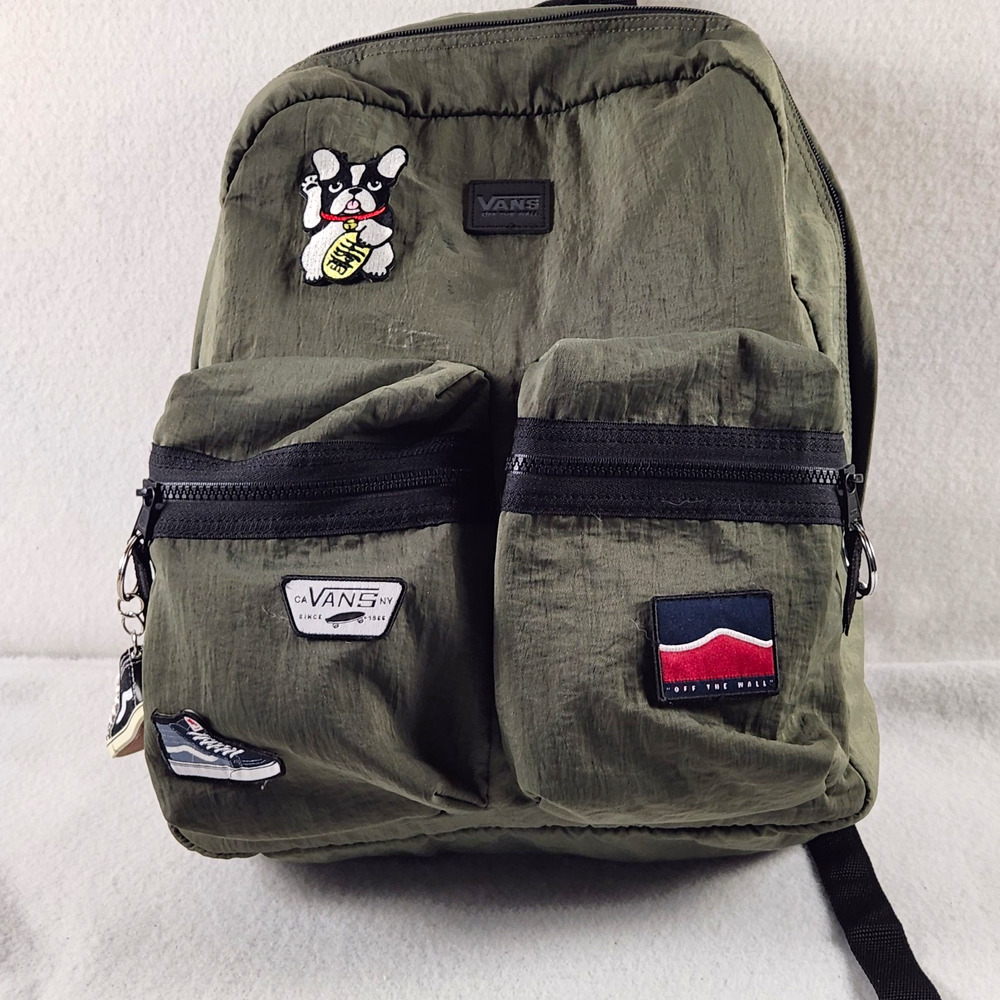 VANS Off The Wall Green/Black Medium Backpack Zip Closure